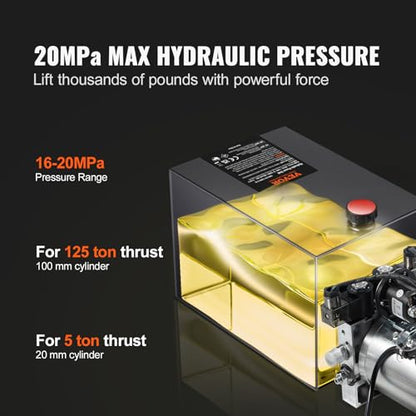 VEVOR 8 Quart Hydraulic Power Unit DC12V 1.6KW Double Acting Hydraulic Pump - size: 8 Quart, style: Double Acting