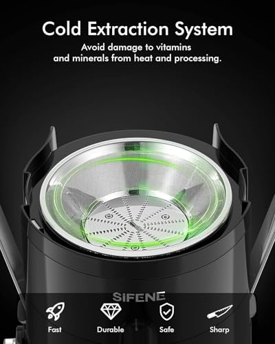 SIFENE 350W Compact Centrifugal Juicer Machine, 2.5" Chute, 3-Speed, Black - color: Black
