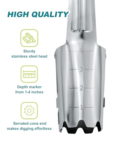 Bulb Planter with Depth Markers, Automatic Soil Release Transplanter - size: 4-inch Bulb Planter Ⅱ