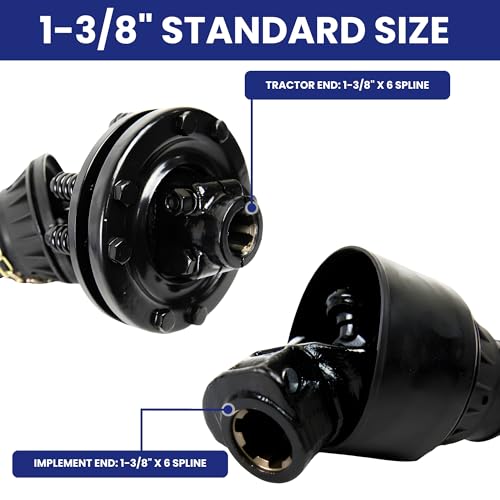 Jeremywell Series 5 PTO Shaft, 1-3/8'-6 Spline Both Ends, 43'-57' Replacement Finish Mower w/Slip Clutch for Bush Hog T5*1100*BIIIP*5.05.05B*5FFV1
