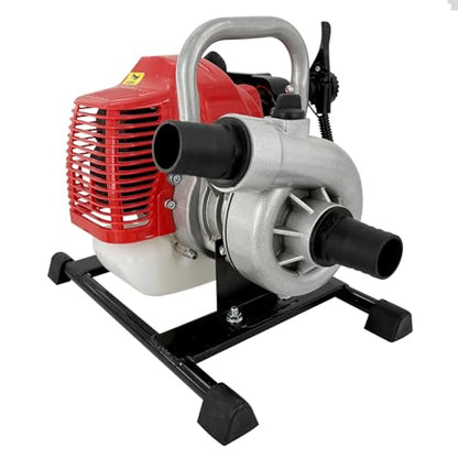 Gas Water Pump 1.5 Inch 2 Stroke,52cc Gas Powered High Pressure Pump 131ft Lift And 19.7ft Suction 1.7kw,Trash Water Pump Irrigation Pump For Farmland Garden