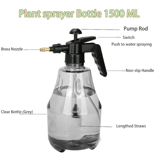 2 Pack Handheld Pump Sprayer, Garden Pressure Water Spray Bottle - color: 1.5L-Grey-2PCS