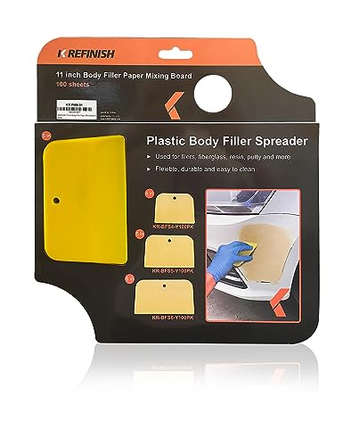 KREFINISH Body Filler Mixing Board Disposable Paper Mixing Board Sheets, Superior Mixing Pad for Contamination Free Body Filler Mixing, 100Pcs Solvent Resistant Tear-Off Quick-Mixing Papers - size: 11inch