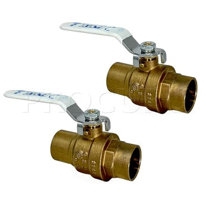 PROCURU 2-Pack 3/4-Inch Sweat (CxC) Heavy Duty Brass Ball Valve, Full Port, 600 WOG, Certified Safe (3BC075-2P) - size: 0.75 Inch (2-Pack), style: Heavy Duty (CxC)
