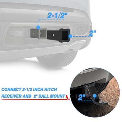 MICTUNING 2-1/2 inch to 2 inch Trailer Hitch Receiver Adapter - size: 2-1/2" to 2"