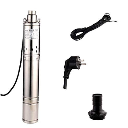 Submersible Deep Well Pump 3.5" OD Pipe 1" Outlet 0.5KW 0.7HP Stainless Steel Submersible Screw Water Pumps for Industrial and Home Use - size: 100M-0.5KW