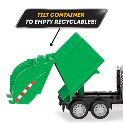 Driven by Battat – 7-Inch Work Vehicle Toy with Lights & Sounds, Movable Parts, Educational Truck for Boys & Girls, Durable Design, Realistic Details, 3+ Years Toy for Kids - style: Recycling Truck