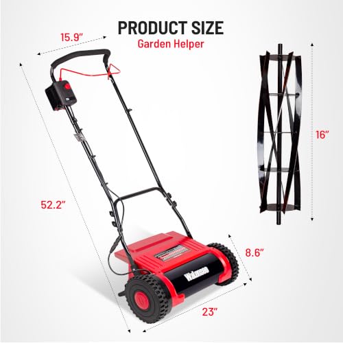 Walensee 16" Cordless Electric Reel Lawn Mower - Battery Powered Push Mower