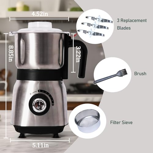 Electric Grinder for Kitchen, 500W Spice Grinder for Coffee & Grains - color: Black