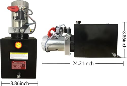 ParnicoTech Hydraulic Pump 15 Quart Single Acting Hydraulic Power Unit 12V DC, 3200 PSI Max Relief Pressure, Power Unit Metal Reservoir for Dump Trailer Car Lifting, SAE # 6 Port, Steel - color: Single-15qt
