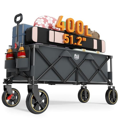 Timber Ridge 51.2'' Extended Collapsible Wagon Cart with Brakes - color: Gray, size: 400L