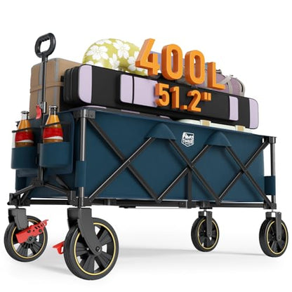 Timber Ridge 51.2'' Extended Collapsible Wagons Carts Foldable - color: Blue, size: 400L