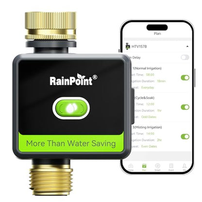 RAINPOINT Smart Hose Timer for Garden, Smart Water Timer with Brass Inlet & Outlet (Not Include Gateway), Automatic Irrigation System for Lawns and Yard - size: 1-Zone（Without Gateway）