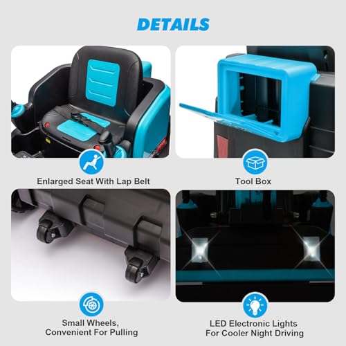 JOYLDIAS 360 Degree Rotating Ride On Excavator and Bulldozer - color: Blue