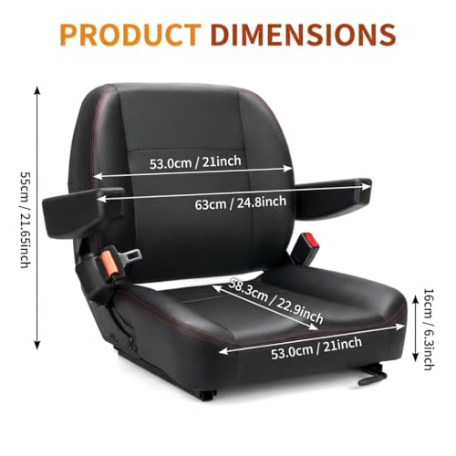 SEATIN Universal Forklift Seat,Tractor Seat,with Micro Switch,Armrest and Safety Belt,for Tractor,Mower,Skid Loader,Telehandler,Backhoe,Excavator Dozer…
