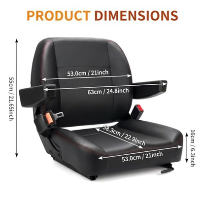 SEATIN Universal Forklift Seat,Tractor Seat,with Micro Switch,Armrest and Safety Belt,for Tractor,Mower,Skid Loader,Telehandler,Backhoe,Excavator Dozer…