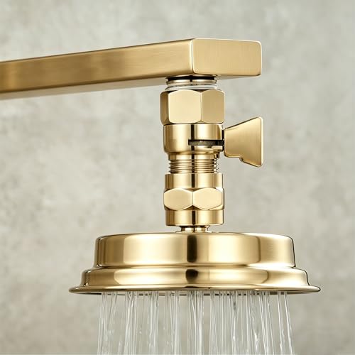 Brushed Gold Shower Head Flow Restrictor, 1/2" IPS Copper - color: Brushed Gold