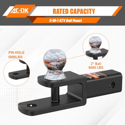 ATV/UTV Trailer Hitch Ball Mounts Fits 2 inch Receiver - size: 3-in-1 Mount – Fits 2" Receiver