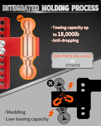 METOWARE Aluminum Adjustable Trailer Hitch, Fits 2.5'' Receiver, 8'' Drop - color: Red, size: 8'' Drop