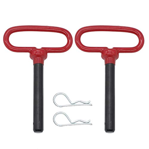 X-Haibei Head Towing Hitch Pin and Clip 5/8 x 4 inch for Trailer, Tractor Truck, Towing Cargo, Receiver Hitch Pin, Red Handle, 2 Pack - size: 5/8 x 4 inch