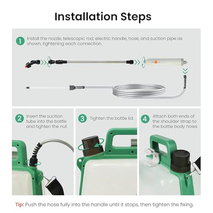 SunSettler 2 Gallon Electric Weed Sprayer with Telescopic Wand | 3 adjustable nozzles, collapsible tank, shoulder strap. Ideal for lawn care, watering, cleaning - size: 8L