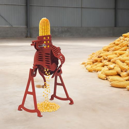 Corn Sheller Hand Crank,Manual Corn Thresher,Cast Iron Corn Peeler, Heavy Duty Shelling Machine, Manual Quick Corn Cob Stripper Tool with Wooden Handle for Home&Small Farm