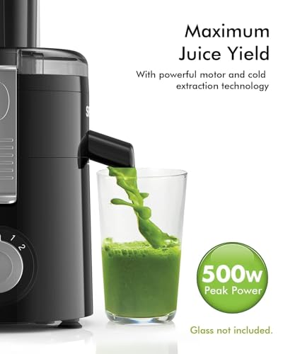 SIFENE 350W Compact Centrifugal Juicer Machine, 2.5" Chute, 3-Speed, Black - color: Black