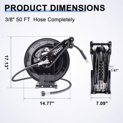 4000 PSI Pressure Washer Hose Reel with 50FT 3/8" Hose