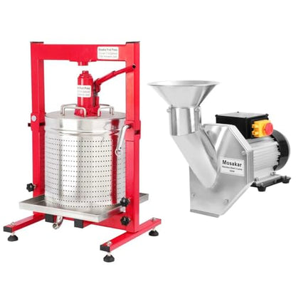 7.93 Gallon / 30L Hydraulic Fruit Cider Press and 550W Apple Grinder Combo