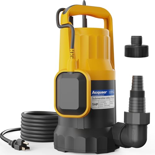 Acquaer 1HP Sump Pump, 4345GPH Utility Pump with Auto Float Switch - color: Light Yellow