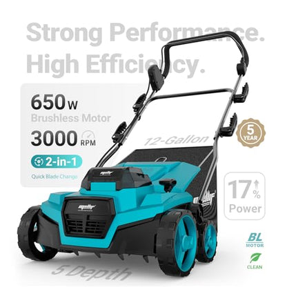 Cordless Lawn Dethatcher and Scarifier Compatible with Makita 18V Battery - color: Blue