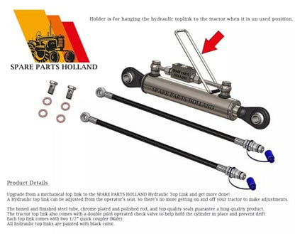 Hydraulic Top Link Cat. 1-1 | Min-Max : 23 5/8” - 37” | With Locking Block + 2 Hyd. Hoses