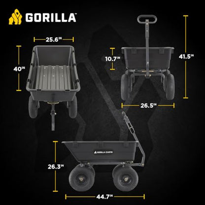 Gorilla Carts Poly Dump Cart, 1200 lb. Capacity, 6 Cu Ft - size: 6-Cubic Feet, style: Pneumatic