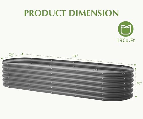 Besebay Galvanized Raised Garden Bed, Outdoor Planter Bed, - color: Dark Grey, size: 8x2x1.5ft