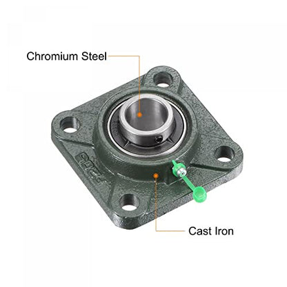 uxcell UCF205 Flange Block Bearings 25mm Bore Cast Iron Bearing Unit Set - size: 25mm