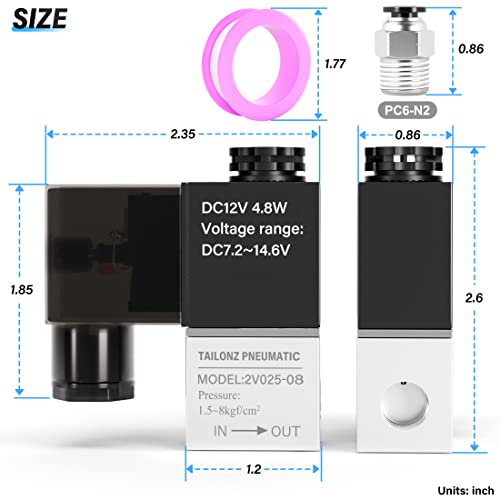 TAILONZ 1/8"NPT 12V 2V025-06 Solenoid Valve Junction Box - size: 12V DC