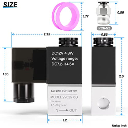 TAILONZ 1/8"NPT 12V 2V025-06 Solenoid Valve Junction Box - size: 12V DC