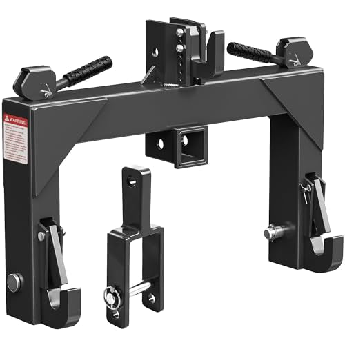 YITAMOTOR 3 Point Quick Hitch with Upgrade Versatile Adapter & 2" Receiver for Category 1 Tractors, 3000 lbs 3-Pt Trailer Hitch Attachment with 5 Level Adjustable Bolt (Black) - color: Dark Black
