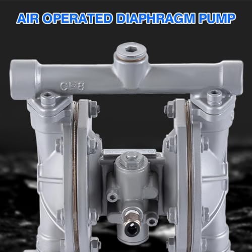 Double Diaphragm Pump Air Operated 1/2 inch Inlet/Outlet Pneumatic Waste Oil Transfer Pump for Chemical QBK-15P 9 GPM Dual Diaphram Polypropylene Nitrile Rubber by Stainless Steel Iron 120 PSI - style: 0.5 INCH PORT