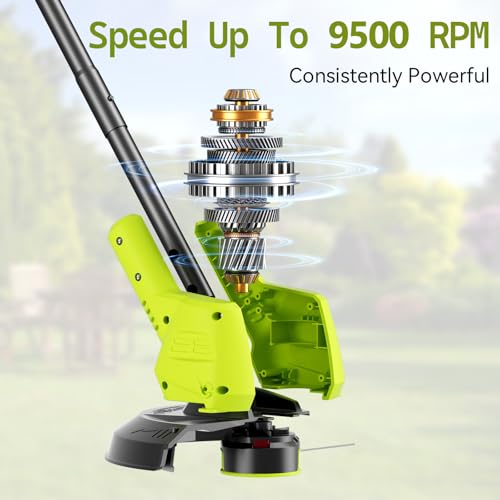 21V String Trimmer Cordless with 2 3.0Ah Battery, 2 in 1 Trimmer Edger Lawn