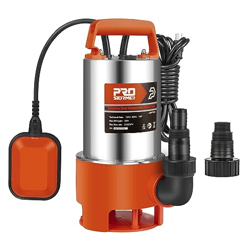 Prostormer 1HP 3700GPH Clean/Dirty Stainless Steel Submersible Sump Pump