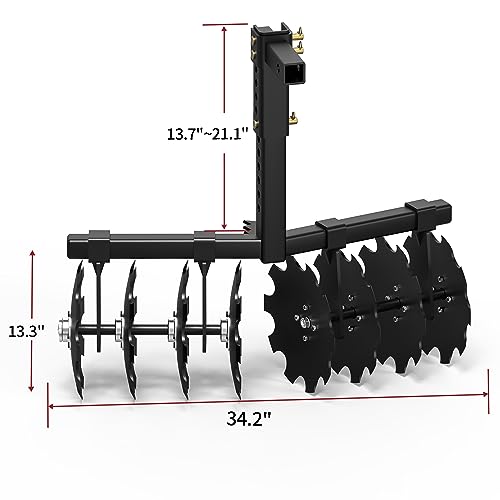 YITAMOTOR 32" Width Disc Plow Harrow with 2" Receiver Mount for ATV/UTV