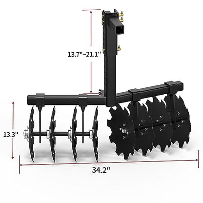 YITAMOTOR 32" Width Disc Plow Harrow with 2" Receiver Mount for ATV/UTV