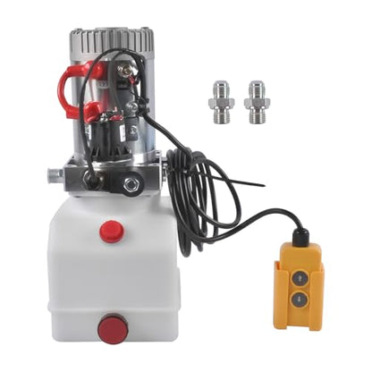 4 Quart Single Acting Hydraulic Pump 12V DC Hydraulic Power Unit Dump Trailer Plastic Tank Vahaha