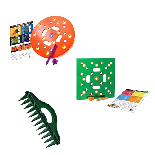 Seed Spacer Tool Bundle with Row Seeder for Pots, Trays and Raised Beds Kit | Color-Coded Layout | Even Placement | Quick Soil Imprints | Reusable Design | Beginner Friendly