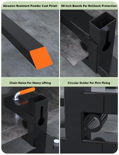 DEXSO 2000 LBS 43" Heavy Duty Clamp on Pallet Forks with [Adjustable Stabilizer Bar] for Tractor Bucket Loader Skid Steer