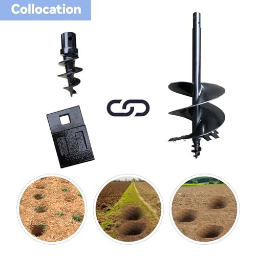 2Pcs 3 Point Auger Cutting Edge Wedges with Square Holes and Mounting Screws, High Carbon Steel Replacement Blades for Post Hole Digger, Heavy Duty Earth Auger Spiral Drill Bit Cut Parts - style: Set of 2