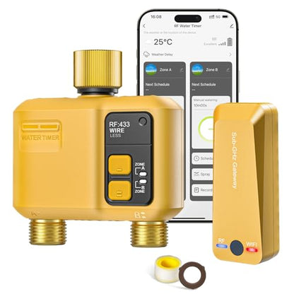WiFi Water Timer 2 Outlet Garden, Brass Inlet & Outlet - size: 2 Outlet I/O