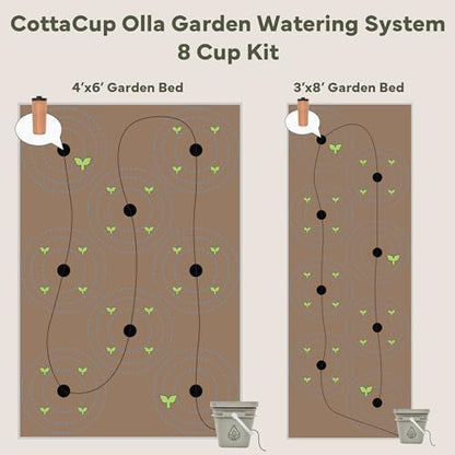 Thirsty Earth: CottaCup Automatic Olla Watering System for Your Garden (8 Cup Kit) - size: 8 Cup Kit