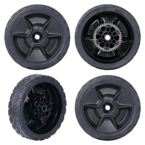 CheeMuii 4Pcs HRN216 Lawn Mower Rear & Front Wheels for Honda HRN216 Mower | 2 Rear Wheel Replace for 42710-VR8-N00ZA & 2 Front Wheel Replace for 44710-VR8-N00ZA Compatible with Honda HRN216 Lawn Mower - color: Black-8IN-2REAR+2FRONT(HRN216)